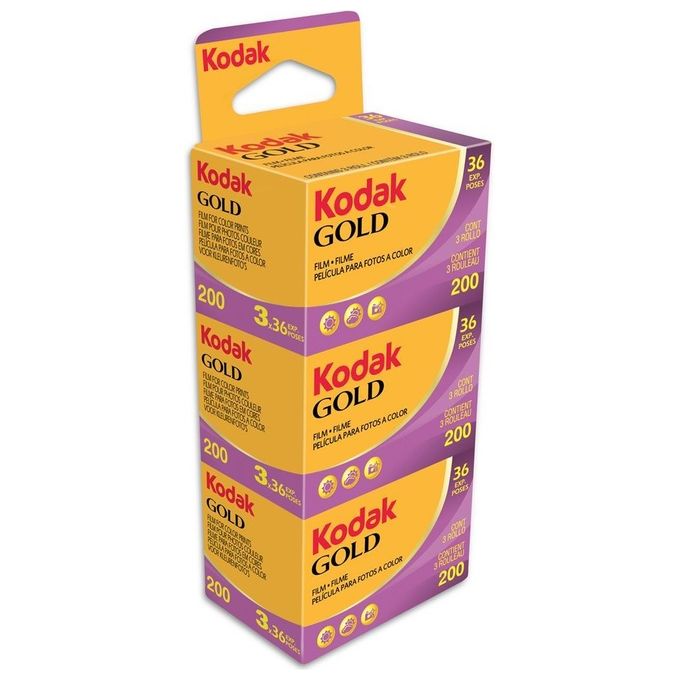 Kodak 1880806 Gold 200 Pellicola Negativa a Colori 35mm 36 Esposizioni Confezione da 3 Rotoli colore Giallo