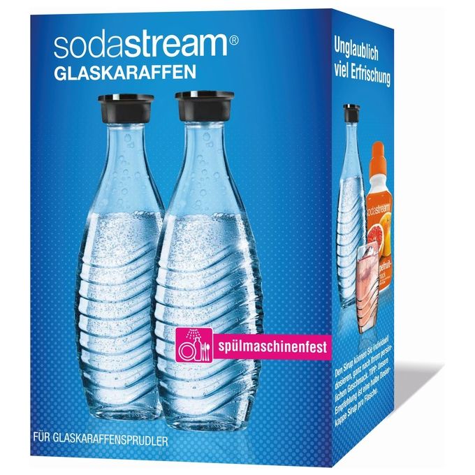 SodaStream 1047200490 Glass Carafe Duo Pack Accessorio Gasatore 2 Bottiglie in Vetro 0,75 L lavabili in lavastoviglie colore Trasparente