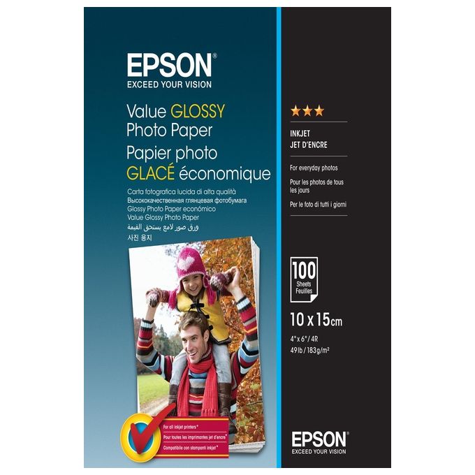 Epson C13S400039 Carta Fotografica Lucida 10x15cm 100 Fogli