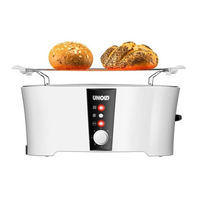 Unold 38020 Design Dual Tostapane a fessura lunga 4 fette 1350 W scongelamento riscaldamento colore Nero Bianco