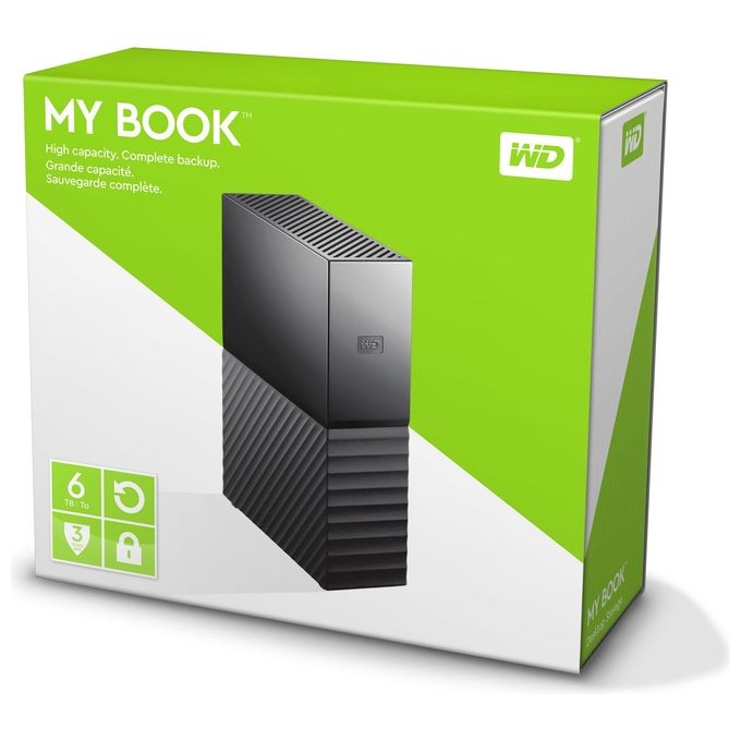 WD My Book 6TB Hard Disk per Desktop USB 3.0 Protezione Password e Back-Up Automatico Nero