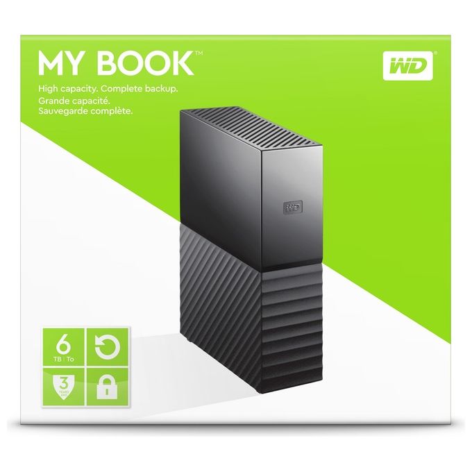 WD My Book 6TB Hard Disk per Desktop USB 3.0 Protezione Password e Back-Up Automatico Nero