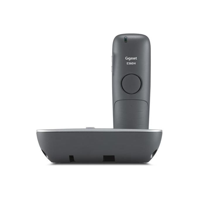 Gigaset S30852-H2728-B101 E560A Telefono cordless analogico DECT con segreteria vivavoce identificatore di chiamata e tasto SOS colore Platino