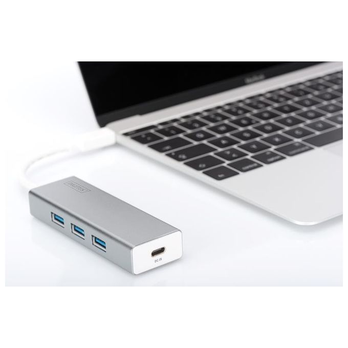 Digitus hub usb 3.0 con 3 porte usb 3.0 tipo a e 1 porta tipo c, connettore maschio tipo c