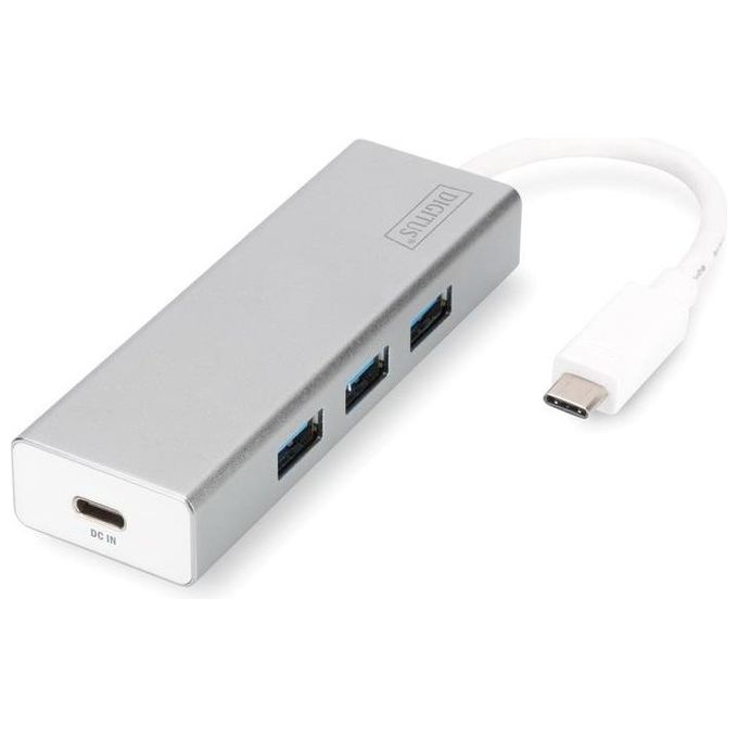 Digitus hub usb 3.0 con 3 porte usb 3.0 tipo a e 1 porta tipo c, connettore maschio tipo c