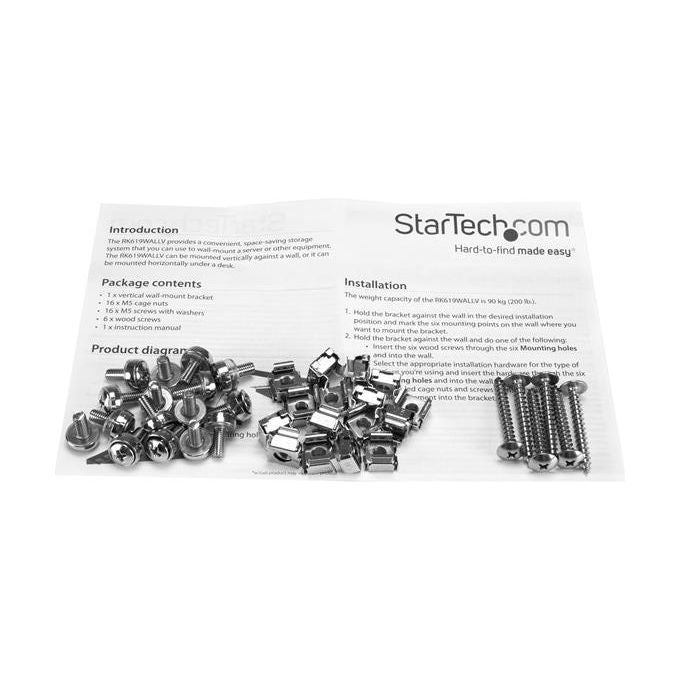 StarTech.com RK619WALLV Armadio per Server Rack Aperto 6U 19'' 90,7 Kg a Parete colore Nero