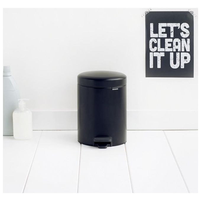 Brabantia Pedal Bin Newicon Pattumiera a Pedale 5 Litri Nero Opaco