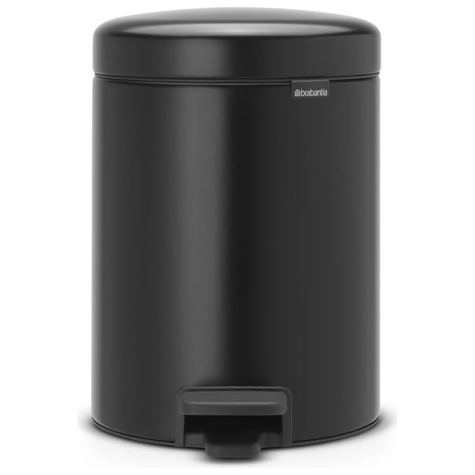 Brabantia Pedal Bin Newicon Pattumiera a Pedale 5 Litri Nero Opaco