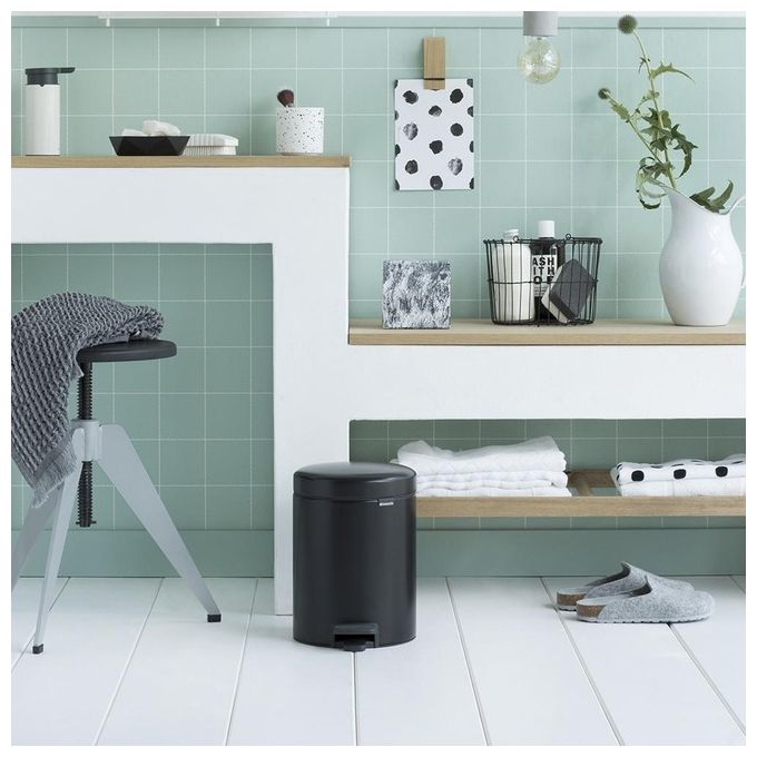 Brabantia Pedal Bin Newicon Pattumiera a Pedale 5 Litri Nero Opaco