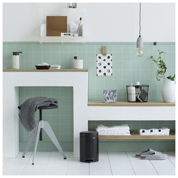 Brabantia Pedal Bin Newicon Pattumiera a Pedale Secchio Interno in Plastica Nero Opaco 3 Litri