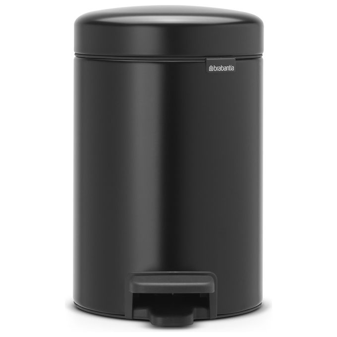 Brabantia Pedal Bin Newicon Pattumiera a Pedale Secchio Interno in Plastica Nero Opaco 3 Litri