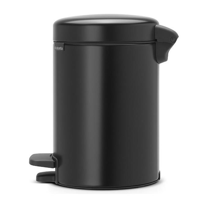 Brabantia Pedal Bin Newicon Pattumiera a Pedale Secchio Interno in Plastica Nero Opaco 3 Litri