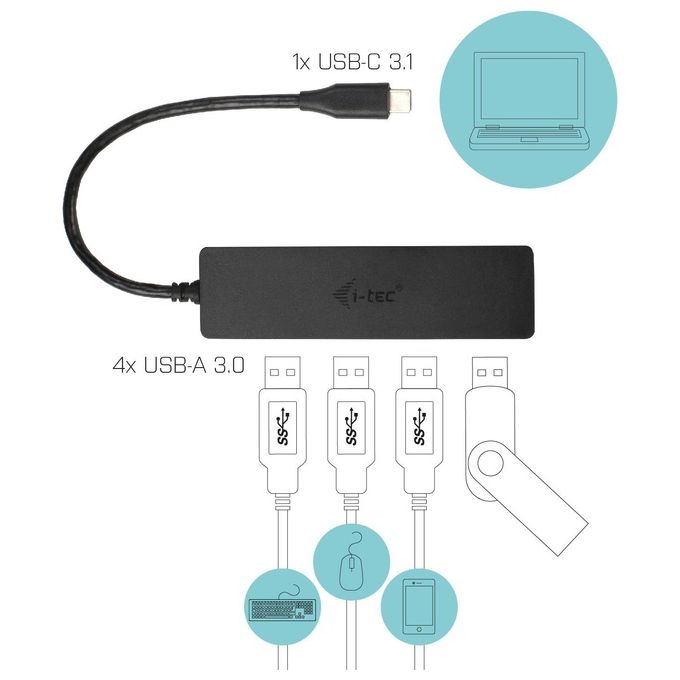 I-tec Advance C31HUB404 Hub di Interfaccia Usb 3.1 Type-C 5000Mbit-s Nero