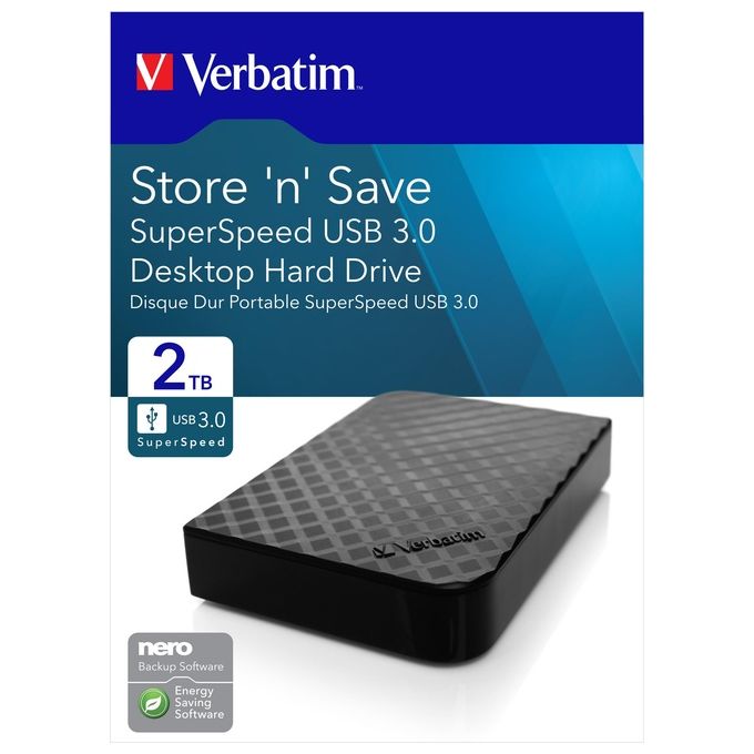 Verbatim 47683 Hard Disk Esterno Store n Save 2Tb 3,5'' Usb 3.0