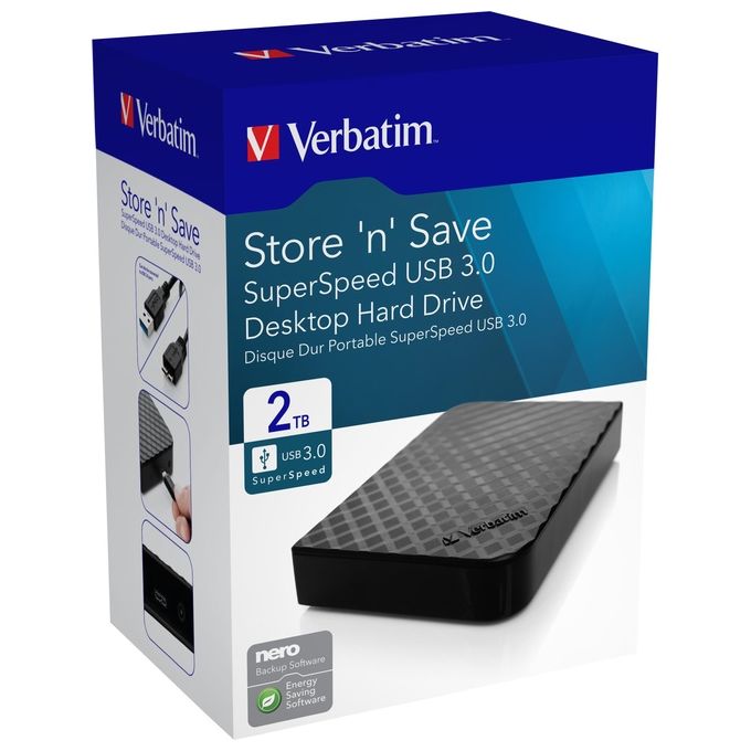 Verbatim 47683 Hard Disk Esterno Store n Save 2Tb 3,5'' Usb 3.0
