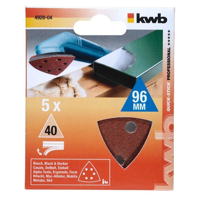 Kwb Foglio Abrasivo Triangolare Per Legno E Metallo Autoadesivo 96Mm 5 Pezzi
