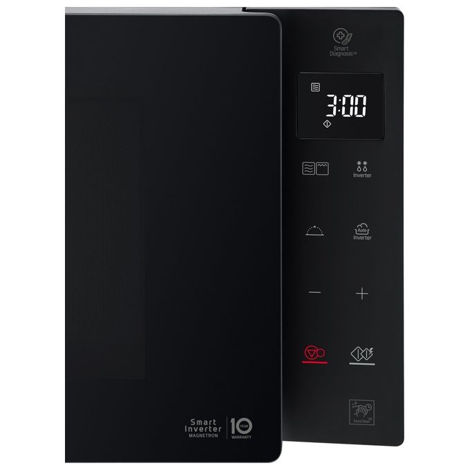 LG MH6535GDS Neochef Forno a Microonde con Grill Tecnologia Smart Inverter Capacita' 25 Litri Potenza 1000 W Funzione Crisp Cottura a Vapore Display LED Nero