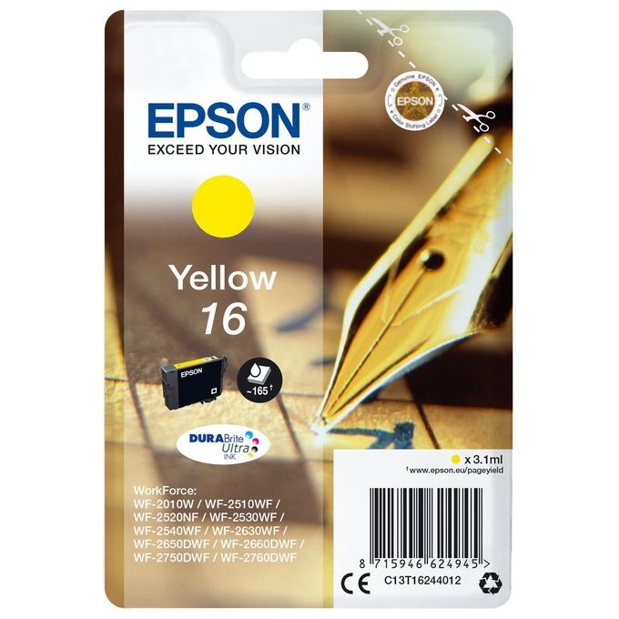 Epson 16 3.1 ml giallo originale cartuccia dinchiostro per WorkForce WF-2010, WF-2510, WF-2520, WF-2530, WF-2540, WF-2630, WF-2650, WF-2660