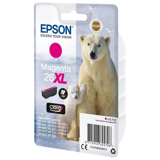 Epson 26XL Cartuccia Inchiostro Misura XL per Expression Premium Magenta Originale 9,7ml