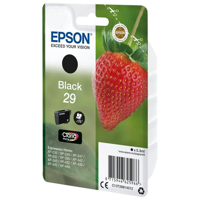 Epson 29 Serie Fragola nero originale cartuccia d'inchiostro per Expression Home XP-235, 245, 247, 332, 335, 342, 345, 432, 435, 442, 445