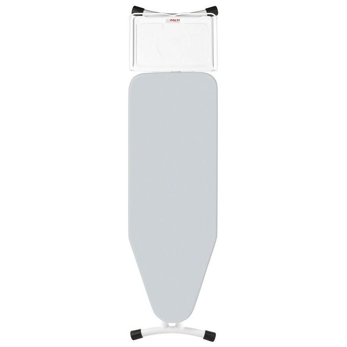 Polti Vaporella Essential FPAS0044 - Asse da stiro pieghevole, 122×43,5 cm, struttura acciaio, altezza 74-94 cm, supporto ferro-caldaia, rivestimento cotone imbottito, funzioni: griglia poggia‑caldaia - apertura rapida - telo lavabile, colore grigio-bianc