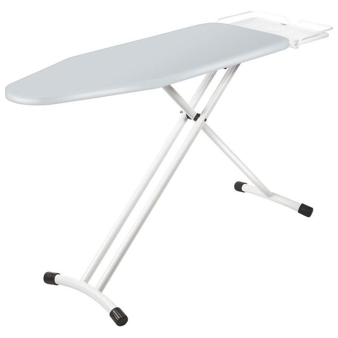 Polti Vaporella Essential FPAS0044 - Asse da stiro pieghevole, 122×43,5 cm, struttura acciaio, altezza 74-94 cm, supporto ferro-caldaia, rivestimento cotone imbottito, funzioni: griglia poggia‑caldaia - apertura rapida - telo lavabile, colore grigio-bianc