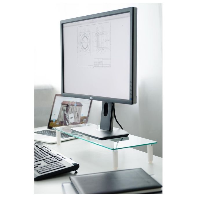 Digitus Rialzo Universale per Monitor 13''-32'' in Vetro Ergonomico per Scrivania 20kg