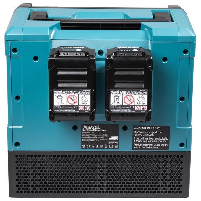 Makita MW001GZ Microonde Cordless 8 L 500 W con Display LED e Controllo Elettronico colore Nero Verde