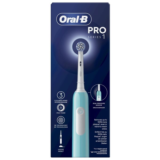 Oral-B 8700216013116 Pro 1 Sensitive Clean Spazzolino elettrico Rotante Oscillante 3 modalita' Timer 2 min autonomia 10 giorni colore Caribbean Blue