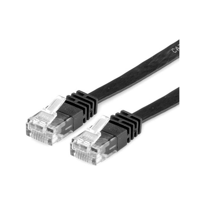 Roline Cavo di Rete Utp Cat.6a 0.5mt Flat Nero No Schermato