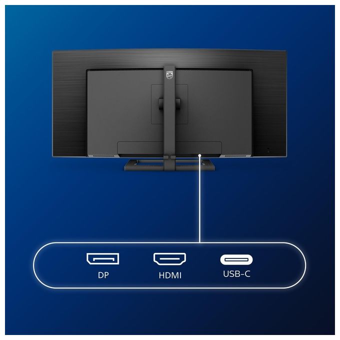 Philips 346E2CUAE E Line Monitor PC 34'' VA Curvo 3440x1440 UWQHD 100 Hz 4 ms USB-C 65W AMD FreeSync Premium colore Nero
