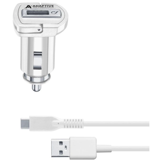 Cellular Line KIT_ Caricabatterie da auto 15W e cavo Usb Type-C 1mt Bianco
