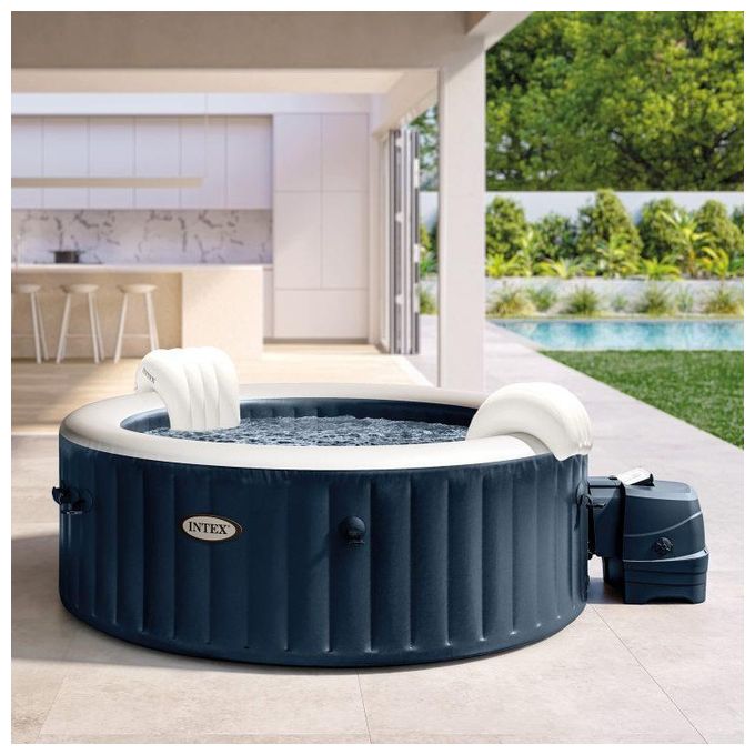Intex 28430EX PureSpa Bubble Massage Vasca Idromassaggio Gonfiabile 4 posti 140 getti Riscaldatore 2200W 795 L colore Blu Navy