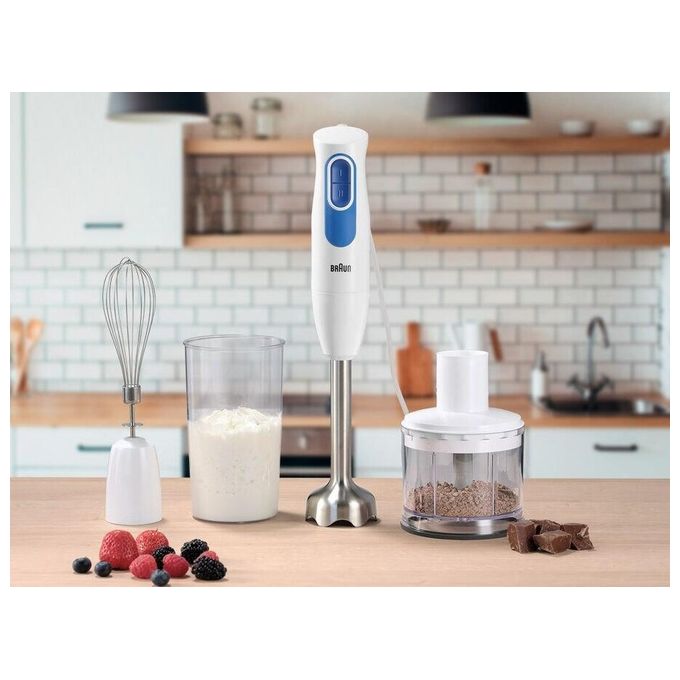 Braun MQ20236MWH MultiQuick 2 Frullatore a Immersione 600W 2 velocita' EasyTwist tritatutto 500 ml colore Bianco