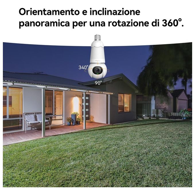 Imou IPC-S6DP-3M0WEB-AE Bulb Cam Telecamera IP Wi-Fi 2K 3MP E27 Motorizzata 340° Visione Notturna 25m Sirena IP65