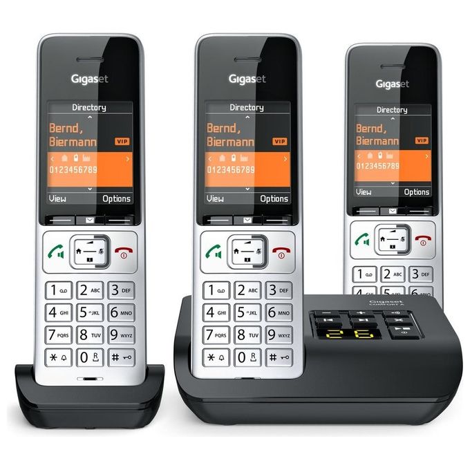 Gigaset COMFORT 500A TRIO Telefono Cordless DECT GAP Segreteria Telefonica Vivavoce Rubrica 200 voci Display 2.2'' colore Nero Argento