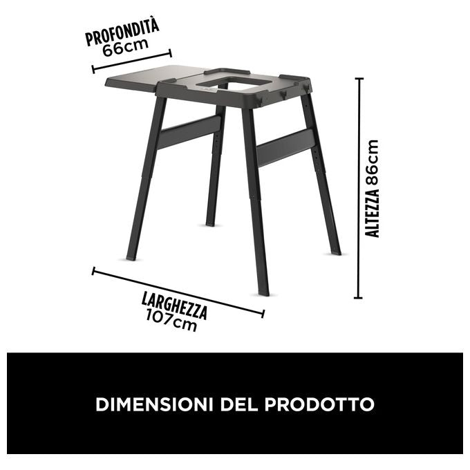Ninja 4718J800EU Woodfire Supporto Regolabile e Tavolino Laterale Ripiano Forno da Esterno Griglia BBQ Ninja Woodfire Tavolo Carichi Pesanti Supporto Forno per Pizza Nero