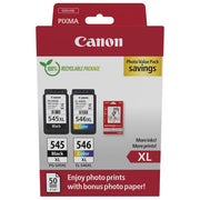 Canon 8286B011 Value Pack Cartucce Originali PG-545XL CL-546XL 2 pz 50 fogli carta fotografica 10x15 cm colore Nero Ciano Magenta Giallo