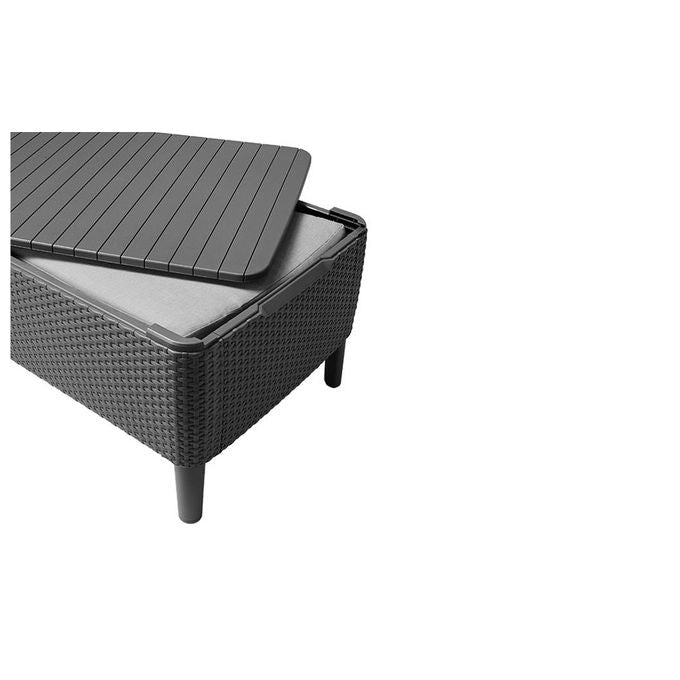 Keter 253220 Salemo Salottino da Esterno 4 Posti Divano 2 Poltrone Tavolino Polipropilene Effetto Rattan colore Grafite