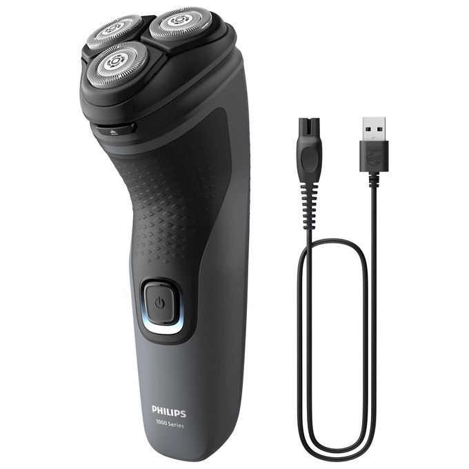 Philips S1142-00 Serie 1000 Rasoio elettrico rotativo bagnato e secco 3 testine autonomia 40 min colore Grigio