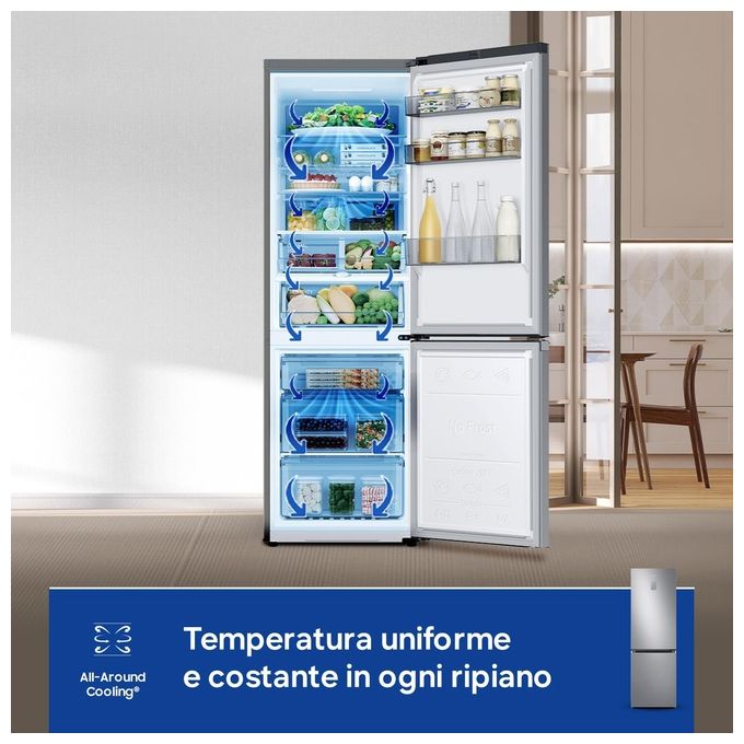 Samsung RB34C775CS9 EcoFlex AI Frigorifero Combinato 344 L 185 cm Classe C 35 dB No Frost Wi-Fi SpaceMax colore Inox