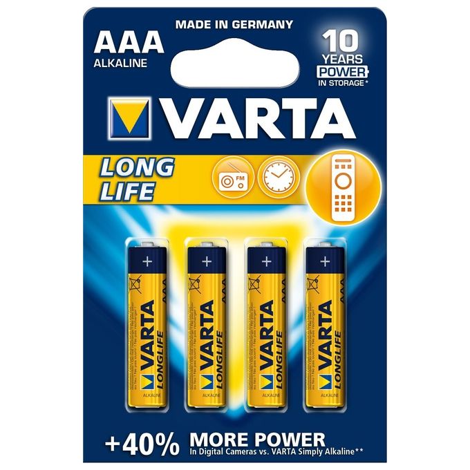 Varta 4103 Longlife Extra AAA Ministilo 4 Pezzi