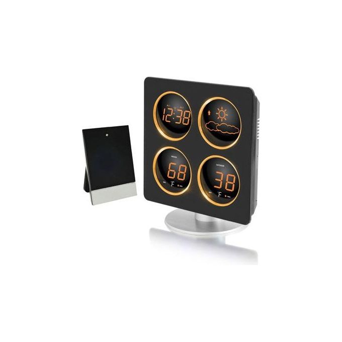 Technoline WS 6830 AMBER Stazione meteorologica wireless con termometro interno ed esterno orologio radiocontrollato DCF77 doppio allarme snooze previsione meteo colore Ambra