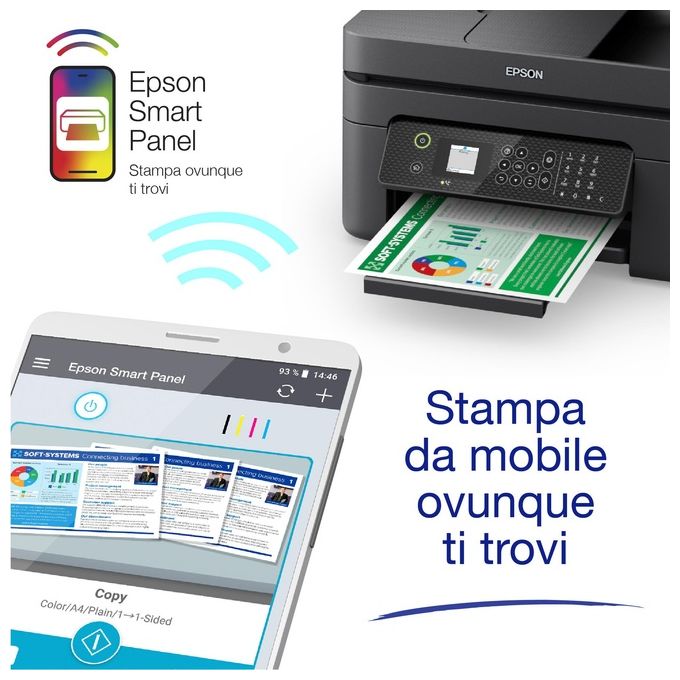 Epson WF-2930DWF WorkForce Stampante Multifunzione Inkjet A4 Stampa Fronte Retro ADF Wi-Fi AirPrint 33 ppm colore Nero