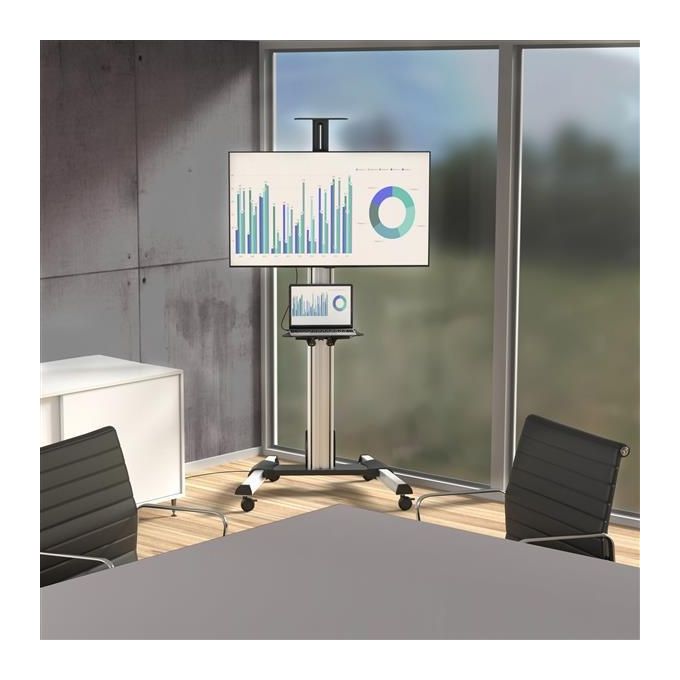 StarTech.com STNDMTV70 Carrello TV per Schermo da 32'' a 75'' Regolazione Altezza 1110-1510 mm Rotazione 90° Inclinazione -12° +5° con Mensola Multimediale colore Nero