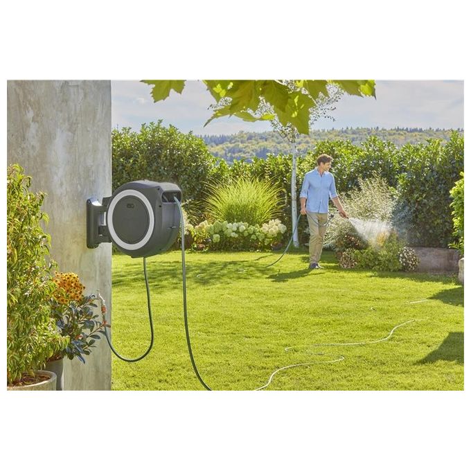 Gardena Set Avvolgitubo a Parete PowerRoll XXL Ricaricabile 18V Set 40mt