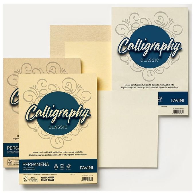 Cartotecnica Favini A694084 Confezione 50 Fogli Pergamena 190gr Perla