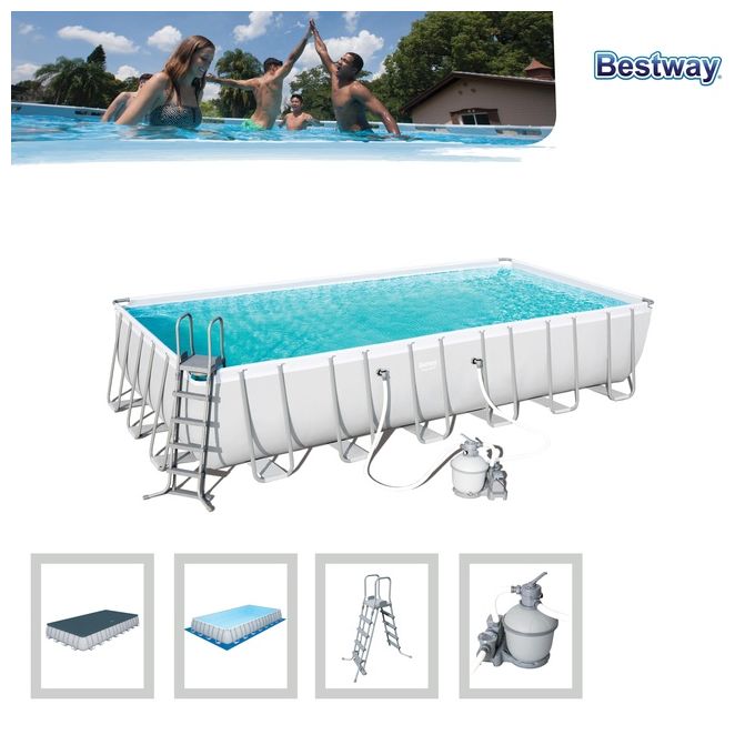 Bestway 56475 Piscina Steel Rettangolare Filtro J5 732X366 H 132