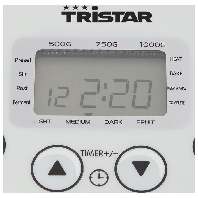 Tristar BM-4586 Macchina per il Pane 550W 1 Kg 19 Programmi Timer 15h Senza Glutine colore Bianco
