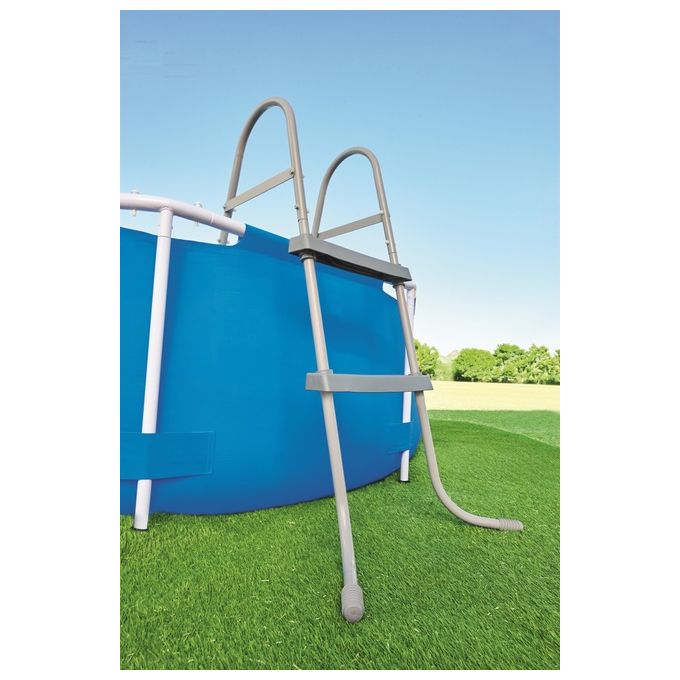 Bestway 58430 Flowclear Scaletta di Sicurezza per Piscina 84 cm 2x2 Gradini Metallo Antiruggine colore Grigio